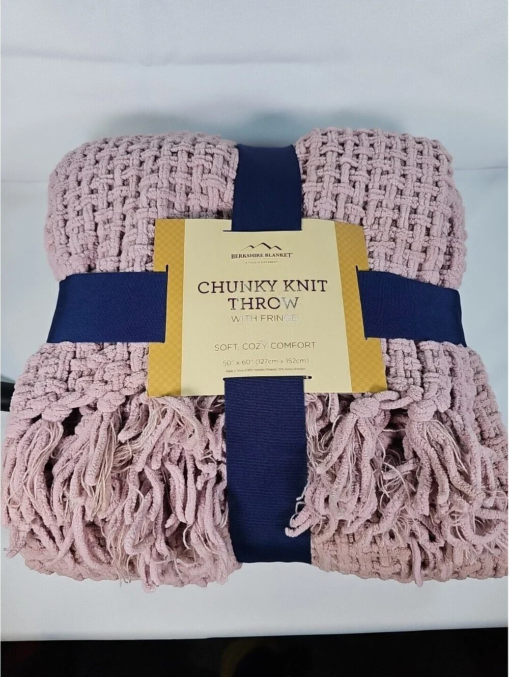 Berkshire Blanket Chunky Knit Throw Blush Pink Blanket Throw NWT 50”x 60”